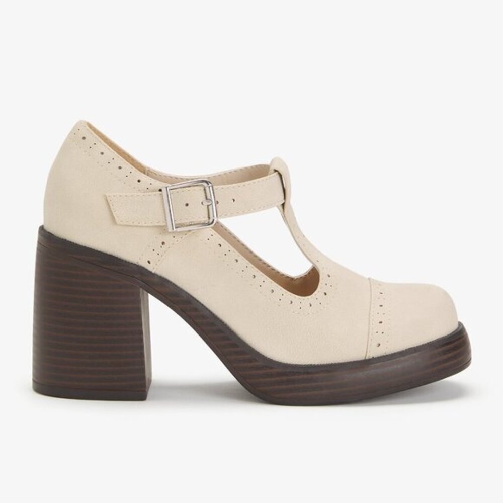 Y2K Chunky Platform Heel‎ Maurices Scarletta Mary Jane Off White Sz 9M
